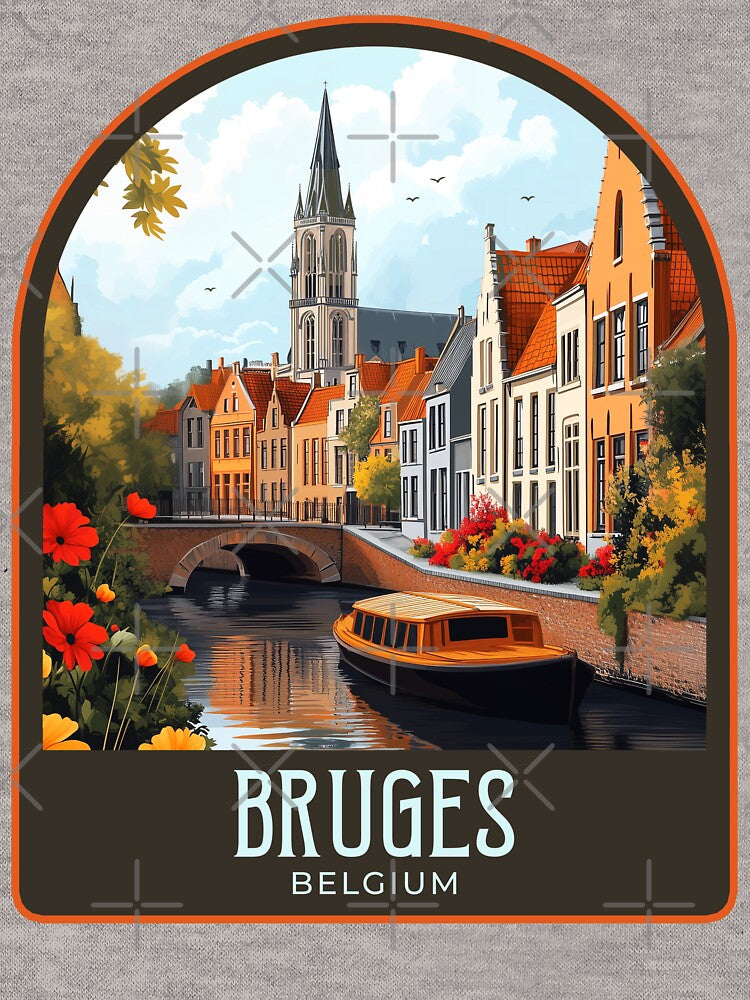 Bruges Vintage Travel Illustration by HomeLivingCo