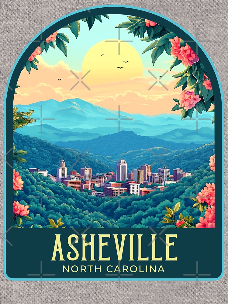 Asheville Vintage Travel Illustration by HomeLivingCo