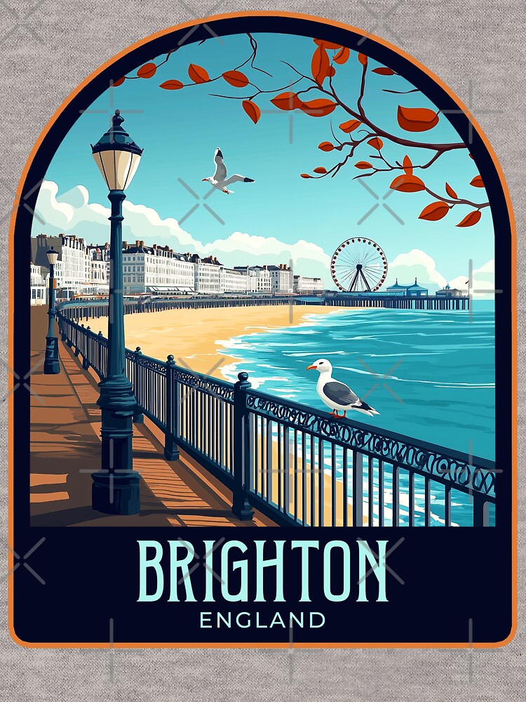 Brighton Vintage Travel Illustration by HomeLivingCo