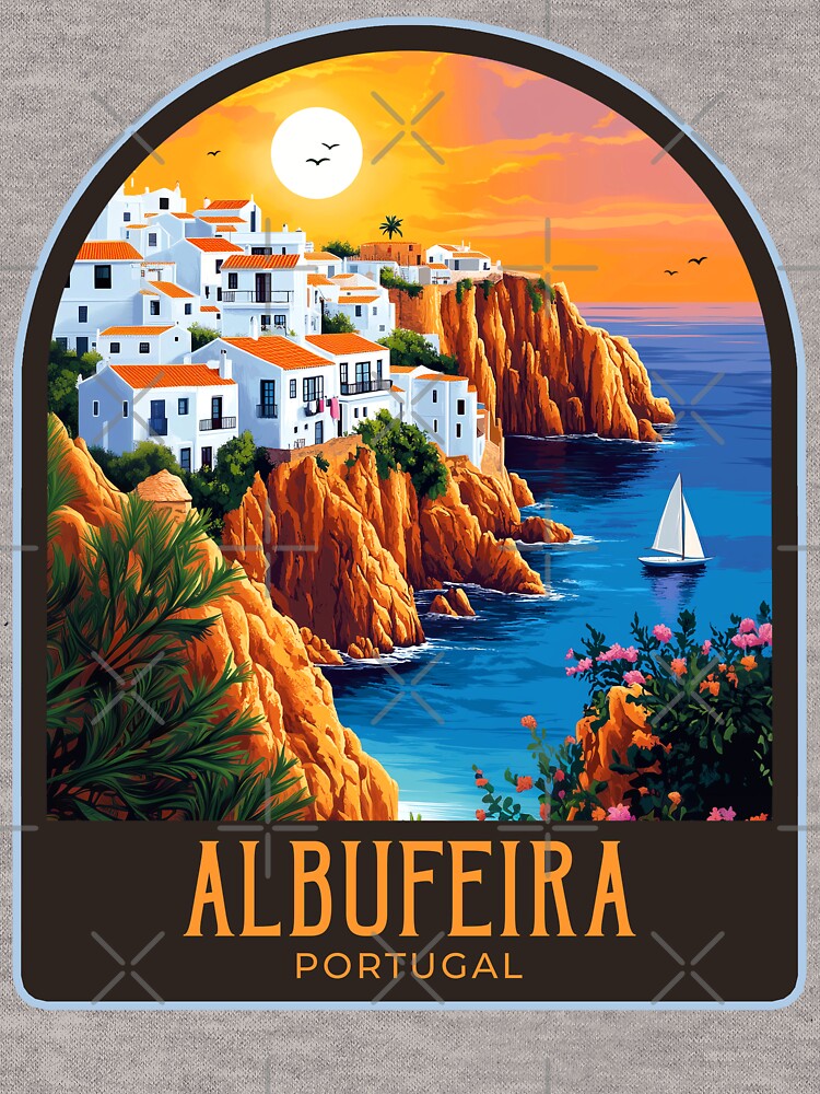 Albufeira Vintage Travel Illustration by HomeLivingCo