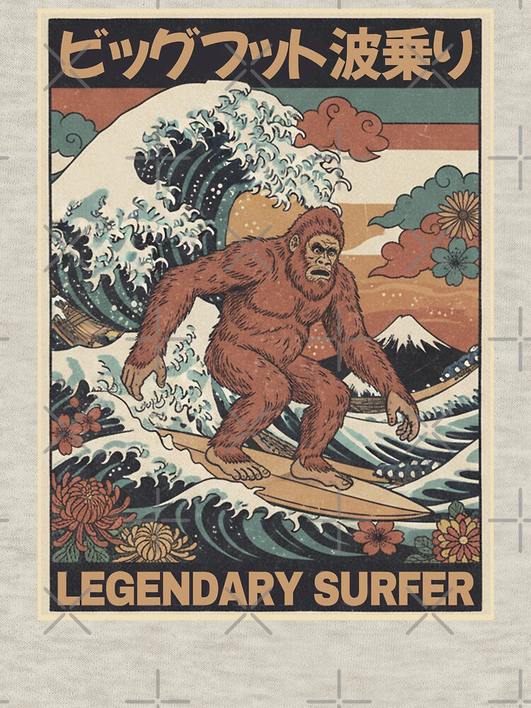Bigfoot Surfing The Great Wave. vintage. by EunsooLee