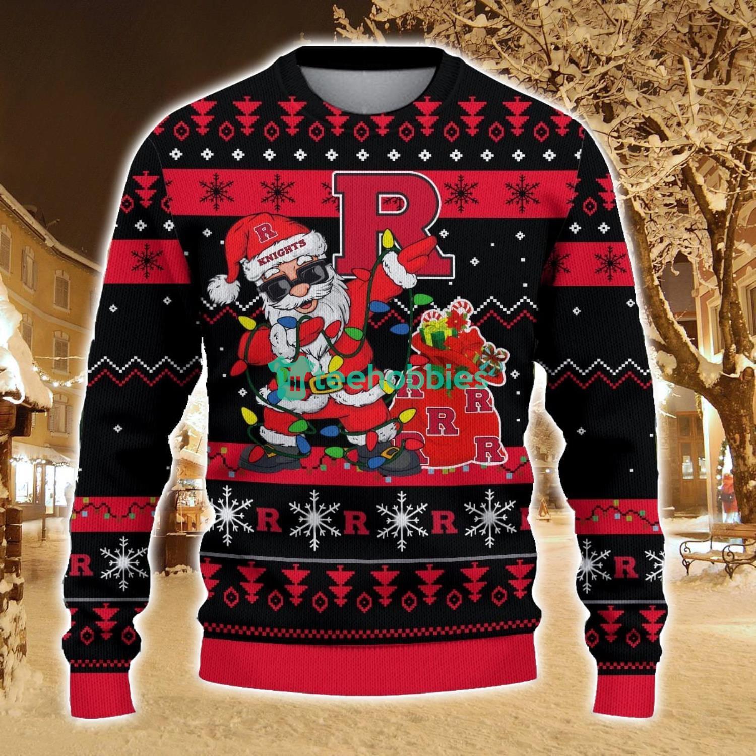 Rutgers Scarlet Knights Santa Claus Ugly Christmas Sweater All Printed Sweater For Fans Gift Ideas