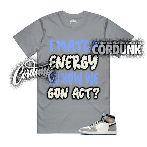 1 High OG All Star Cool Grey Sail Game Royal Black T Shirt Match MATCH