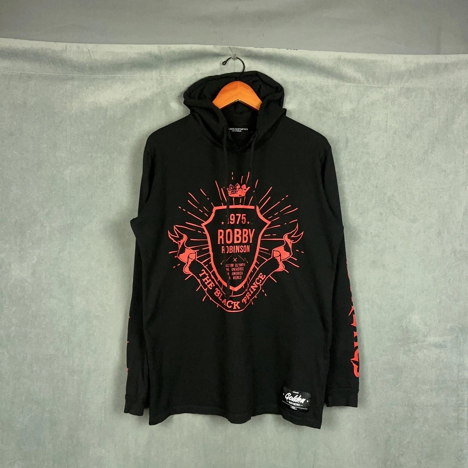 Golden Aesthetics t shirt Long Sleeve Hooded Mens Medium Robby Robinson Gym