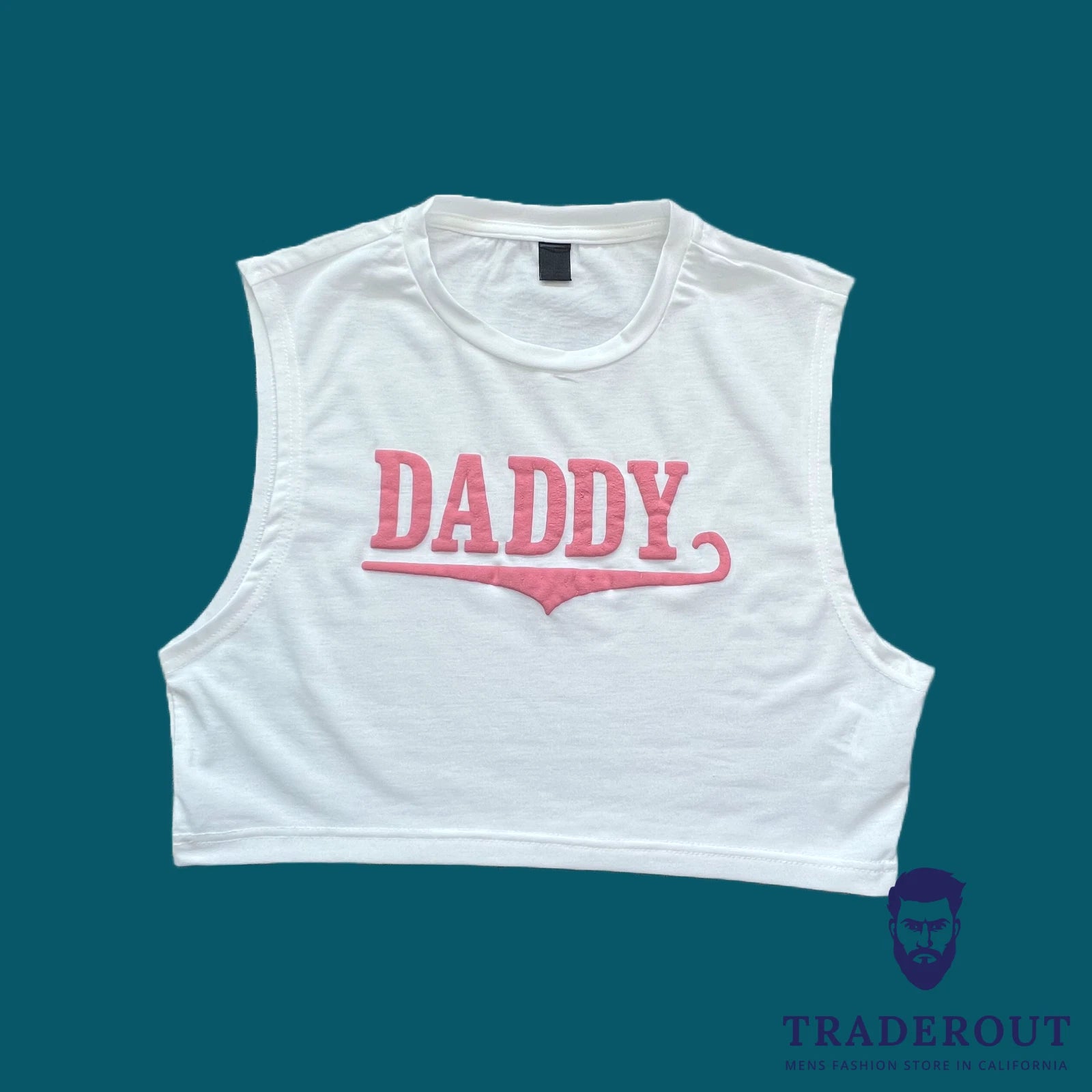H.E.Arts Puff DADDY logo custom print men white crop sleeveless tank top S M L