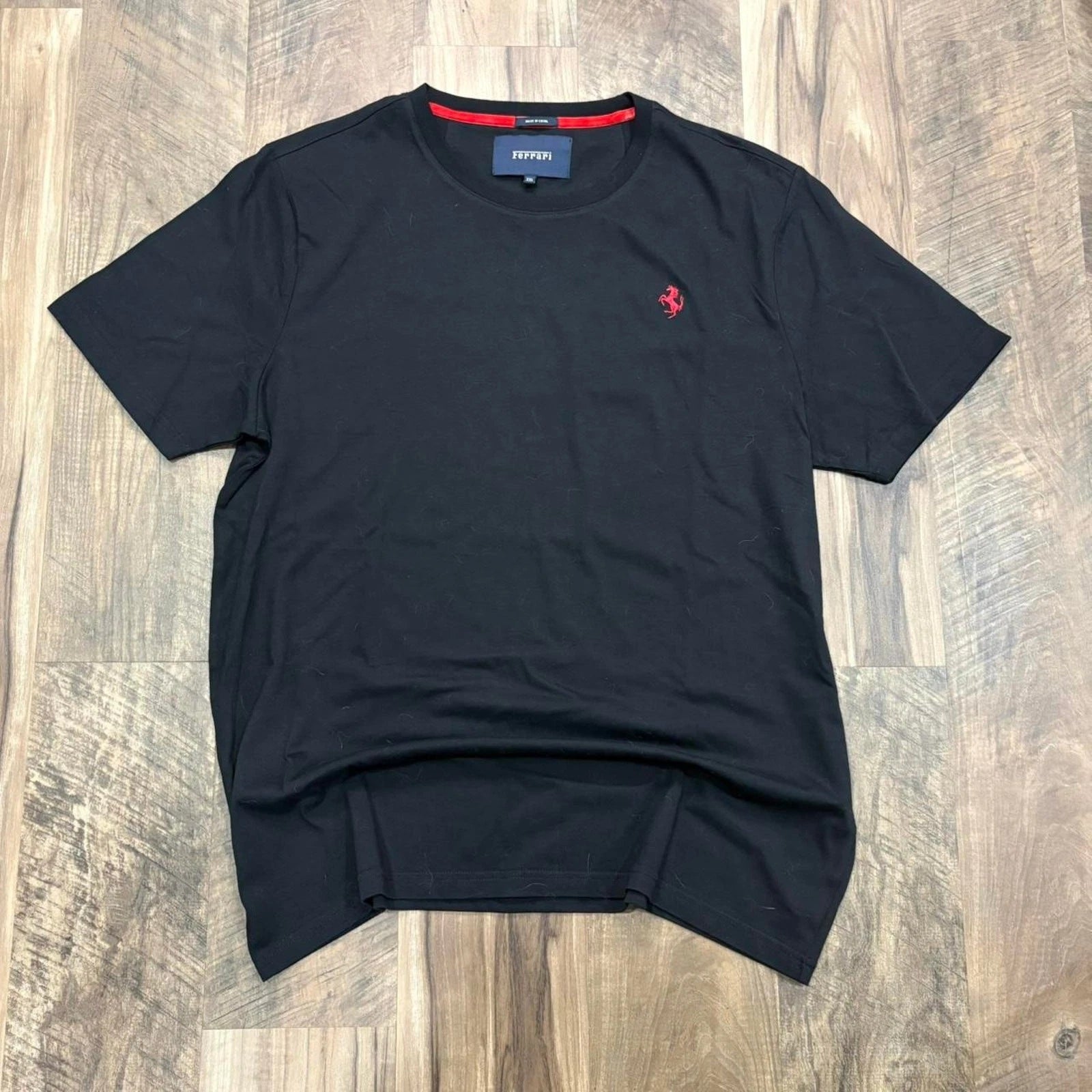 Vintage Y2K 2000s Ferrari Tee Black Red Shield Logo Minimalist Racing Shirt