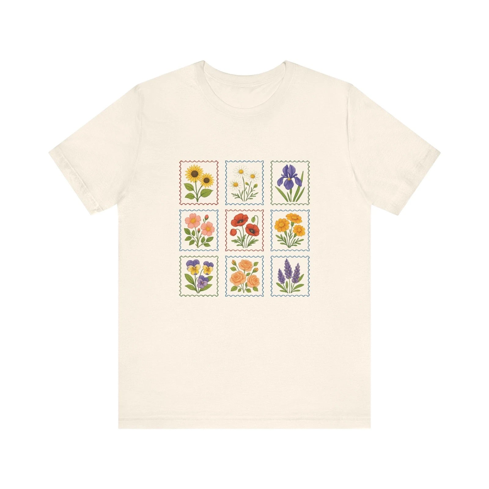 Summer Flower Stamp Tshirt, Vintage Postage Stamp Shirt, Aesthetic Summer Tee