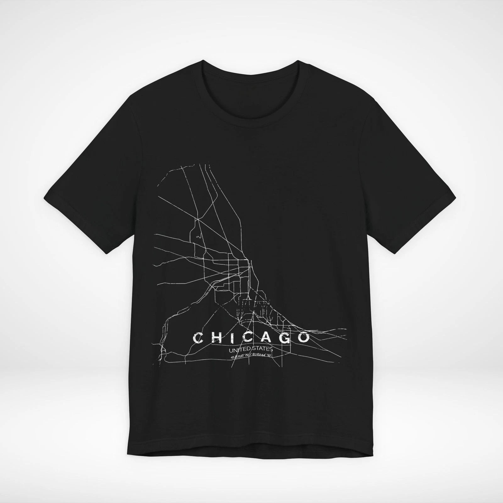 Chicago Illinois USA Train Map T-Shirt Rail Graphic Tee Streetwear Minimalistic