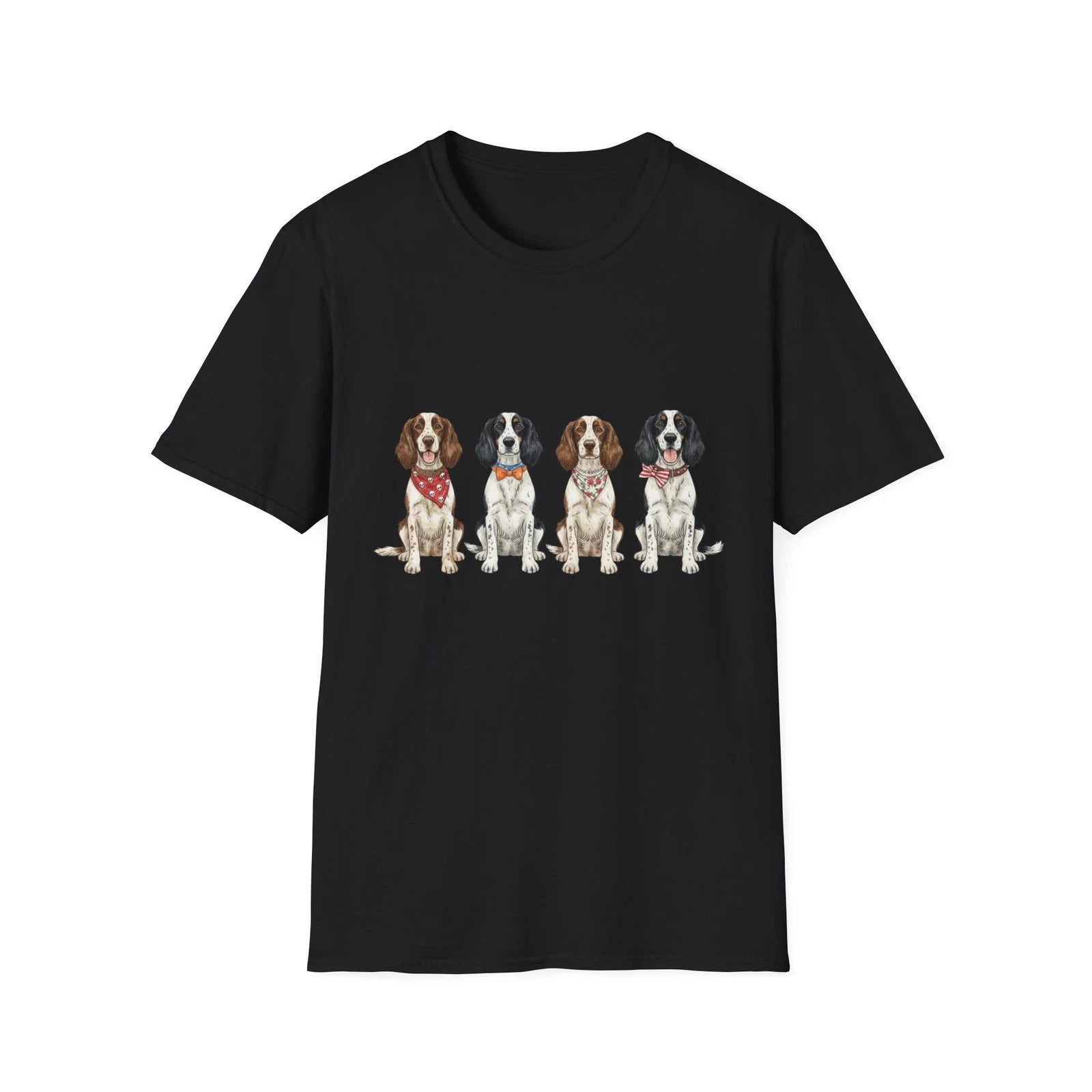 Dog Bandana Watercolor Vintage Style Black Tee Aesthetic Graphic T-Shirt