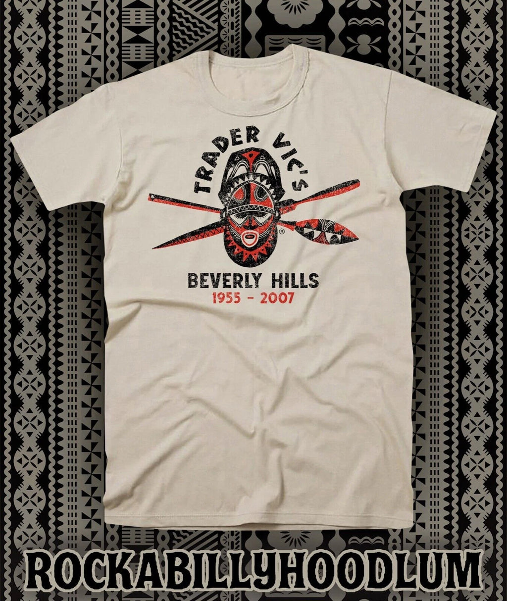 Retro Tiki Art Tee T Shirt Bar Mug Restaurant Trader Vics Beverly Hills