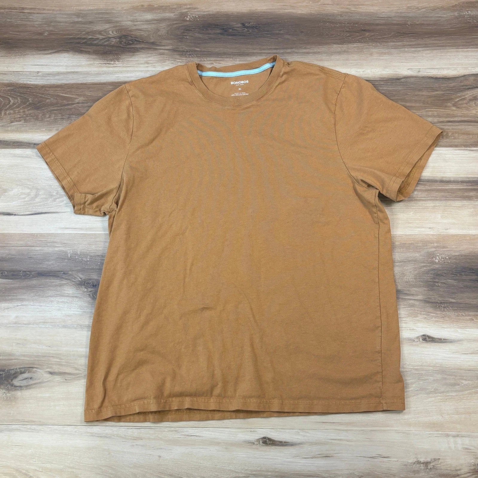 Bonobos T-Shirt Mens XL Minimalist 100% Organic Cotton Crewneck Brown-Gold Tee