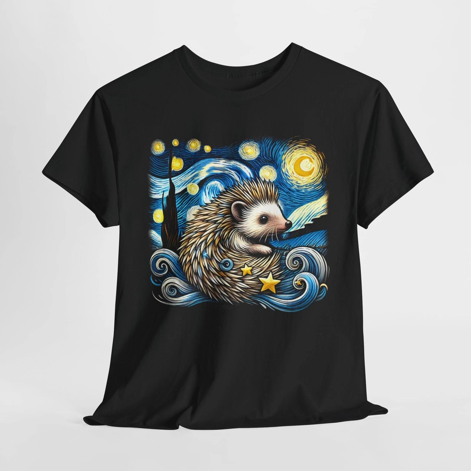 Whimsical Hedgehog Art – Celestial Nature Unisex Cotton Tee