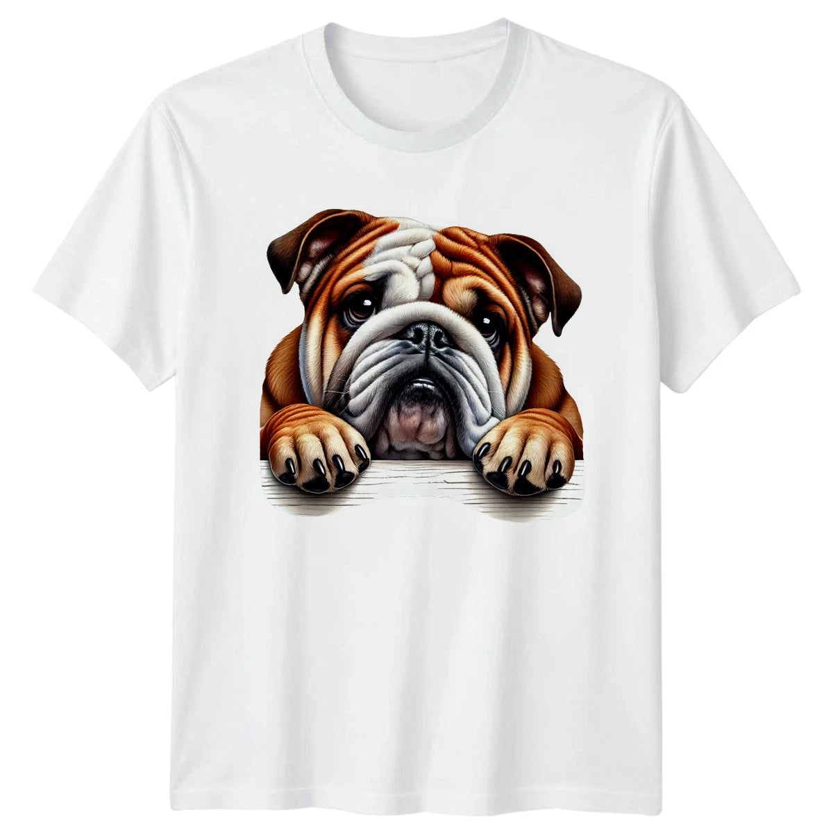 Cute Peeking Bulldog Dog Lover T-Shirt Bulldog For Him And Her
