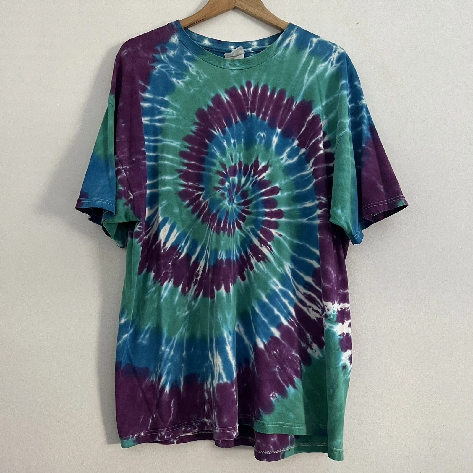 Hanes Heavyweight Tie Dye T-Shirt XL Vintage 90s Spiral Grunge Hippie