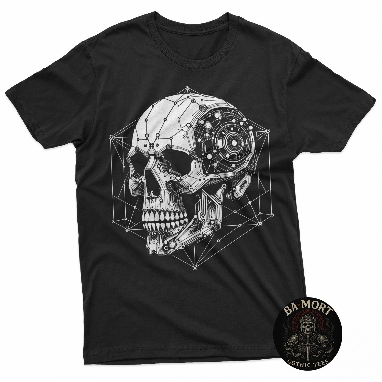 Mechanical Skull Robot Cyberpunk Gothic Emo Aesthetic T-Shirt