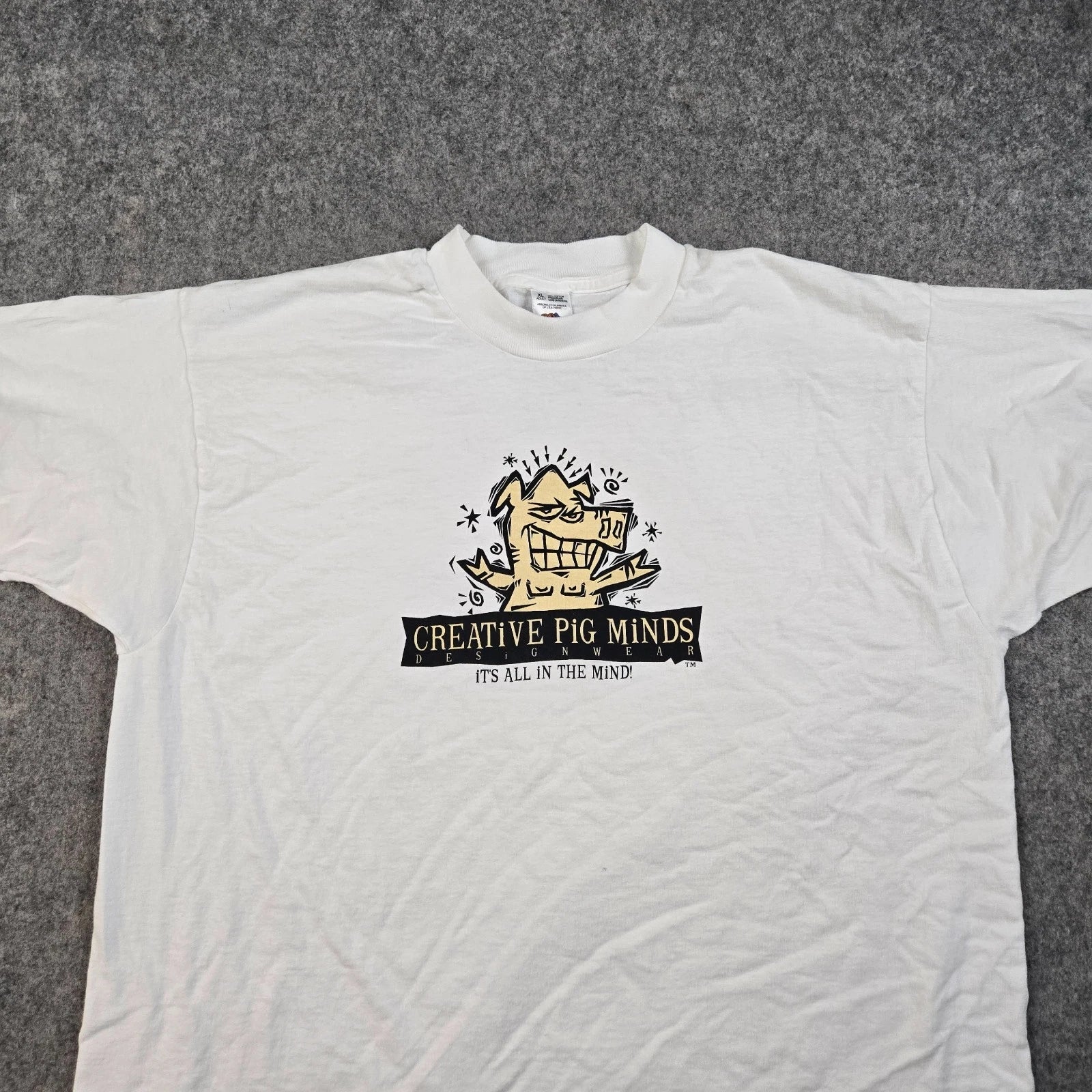 Vintage 90s Creative Pig Minds Shirt Size XL Technology Humor Comedy Nature