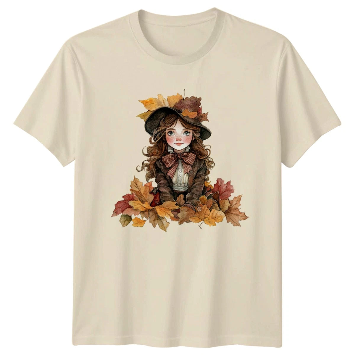 Victorian Autumn Girl Womens T-Shirt Victorian Aesthetic Autumn Gift For Her