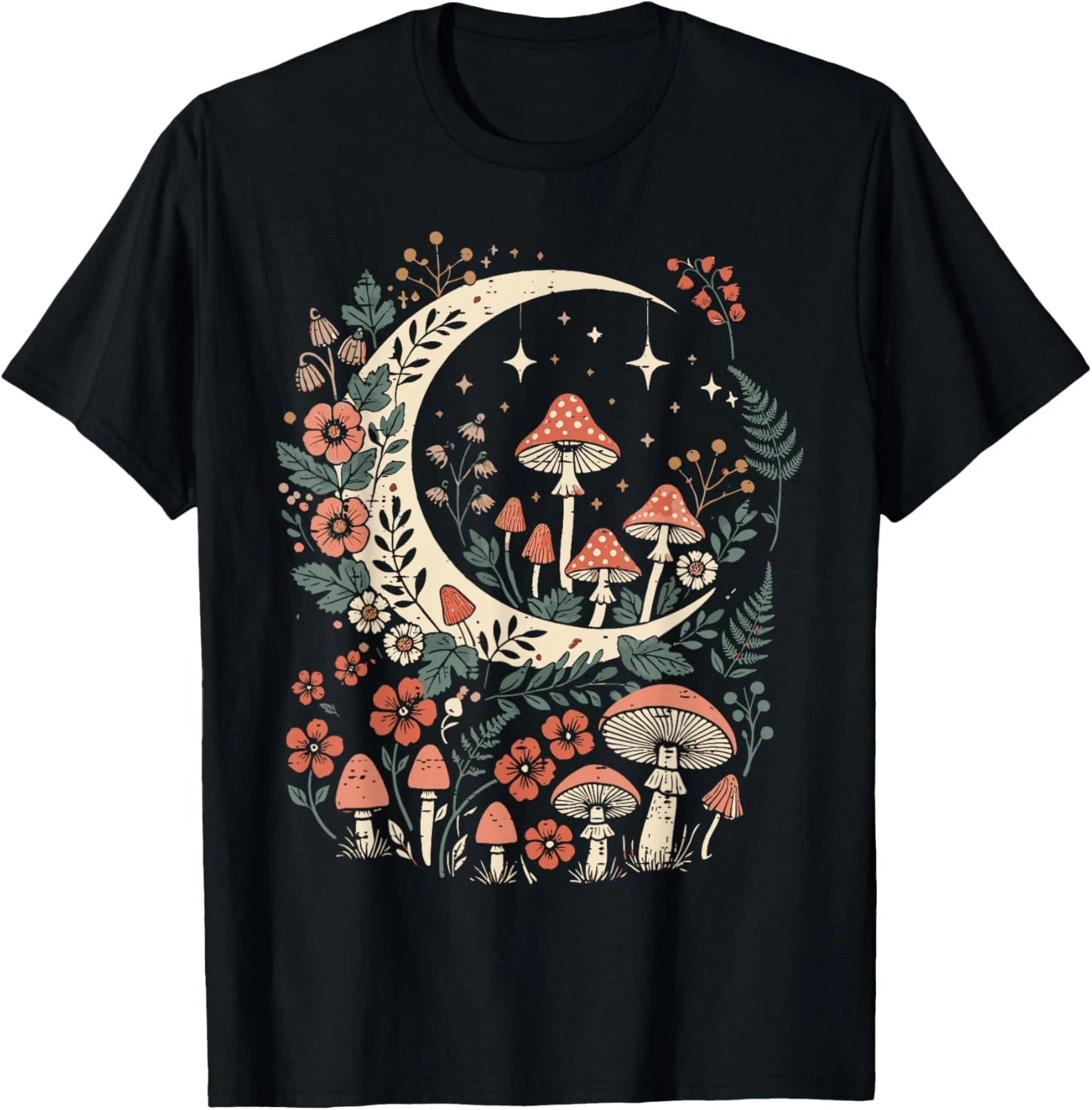 Cottagecore Mushroom Moon Flowers Aesthetic unisex T-Shirt
