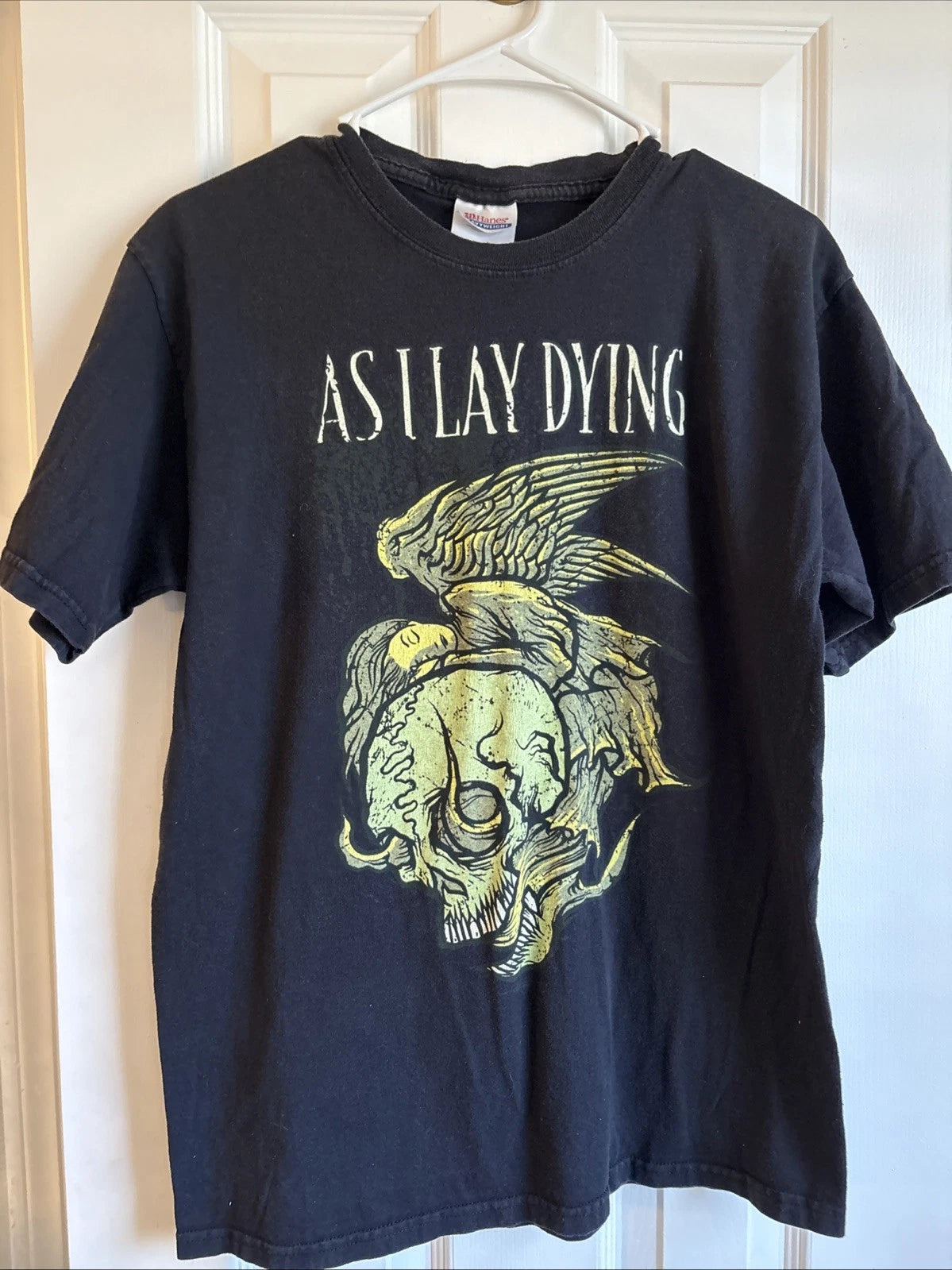 Vintage As I Lay Dying T Shirt Mens Medium Skull Angel Grunge Biker Metalcore