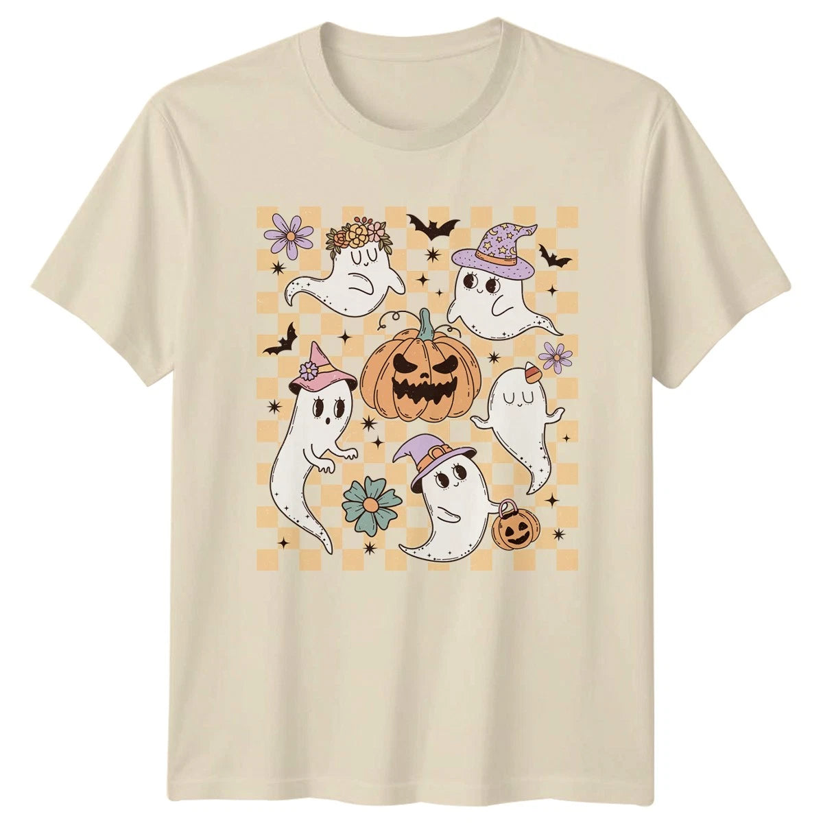 Cute Halloween Ghosts And Pumpkins T-Shirt Boho Pastel Halloween Gift