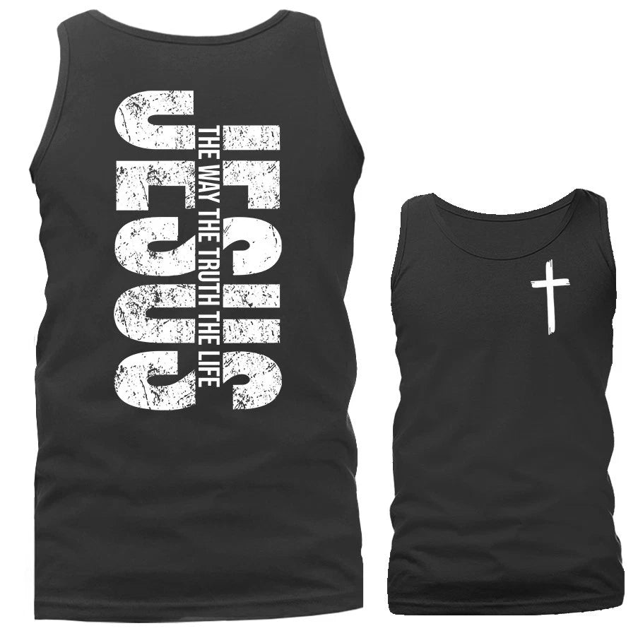 Jesus The Way The Truth The Life Christian Cross Religious God Bible Tank Top