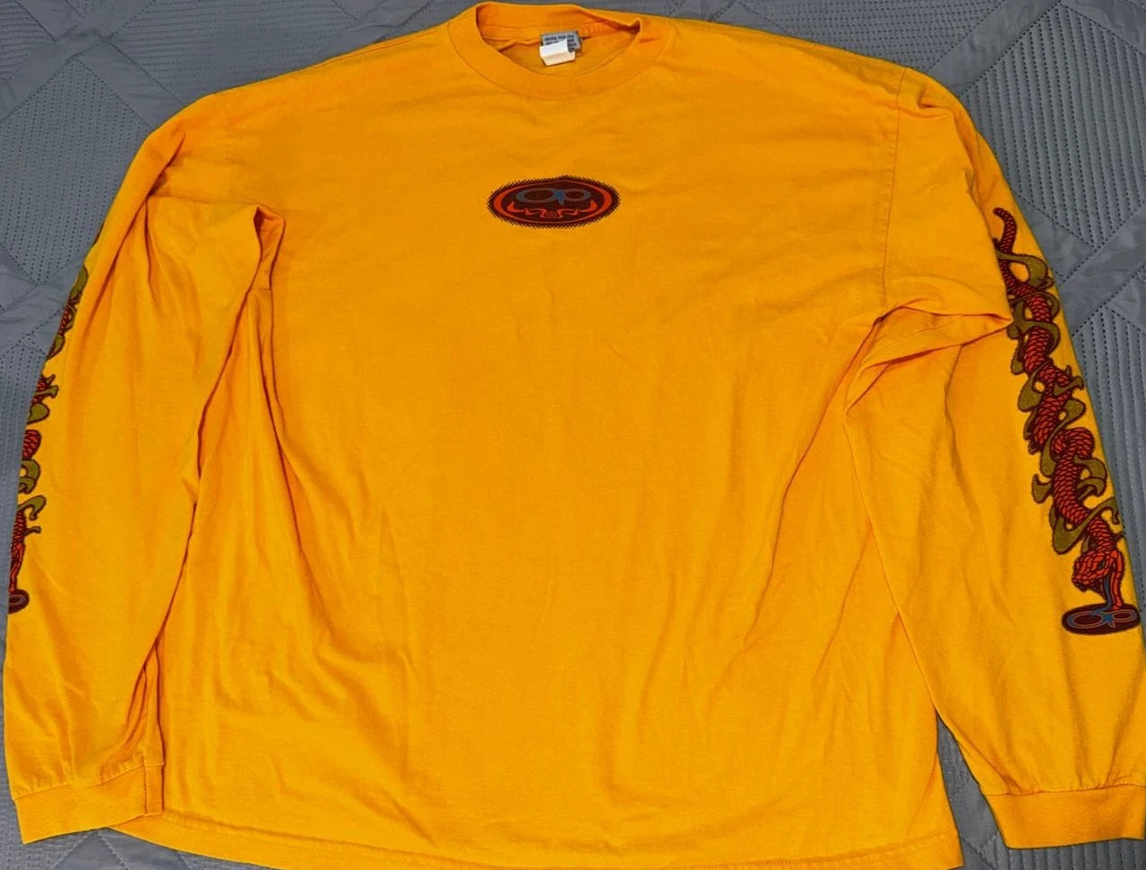 OP Y2k long sleeve tshirt yellow orange snake surf tee 100% cotton X Large