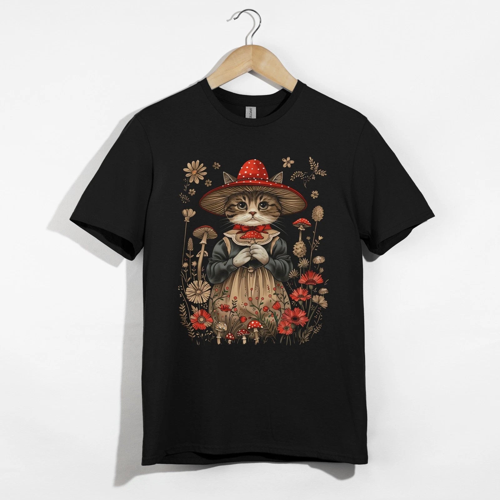 Cat T-Shirt, Vintage Cat Lovers Tee, Whimsical Country Garden Aesthetic Shirt
