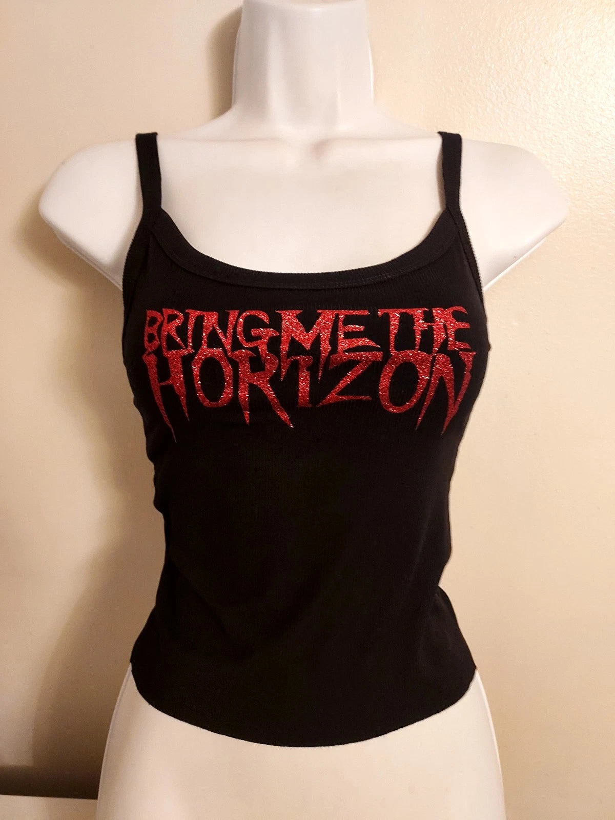 Bring me the horizon Crop top red glitter Bring me the horizon Tank  Top Xs_2x