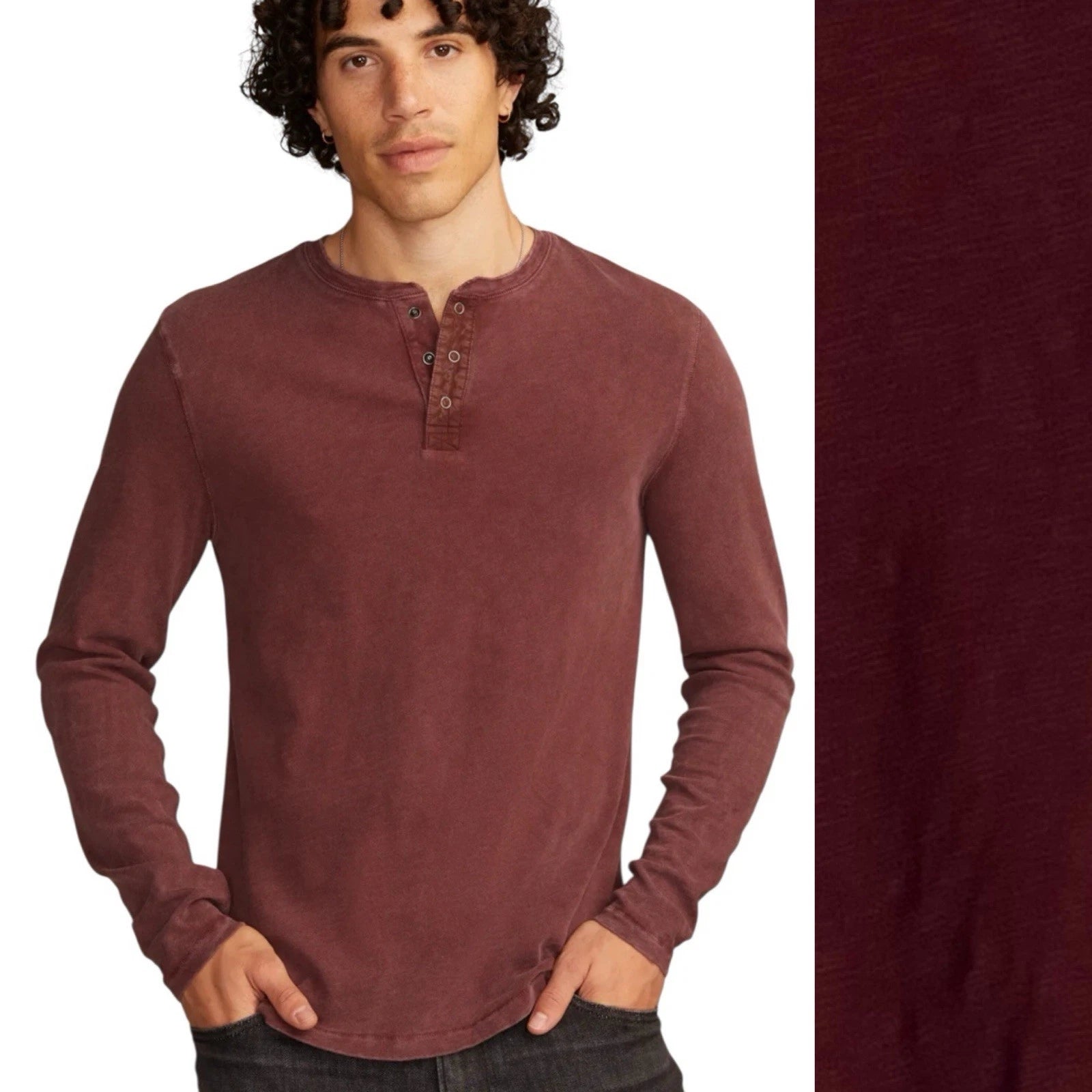 Lucky Brand Mens Maroon Henley Longsleeve Weekend Shirt Grunge Y2K Baselayer 2XL