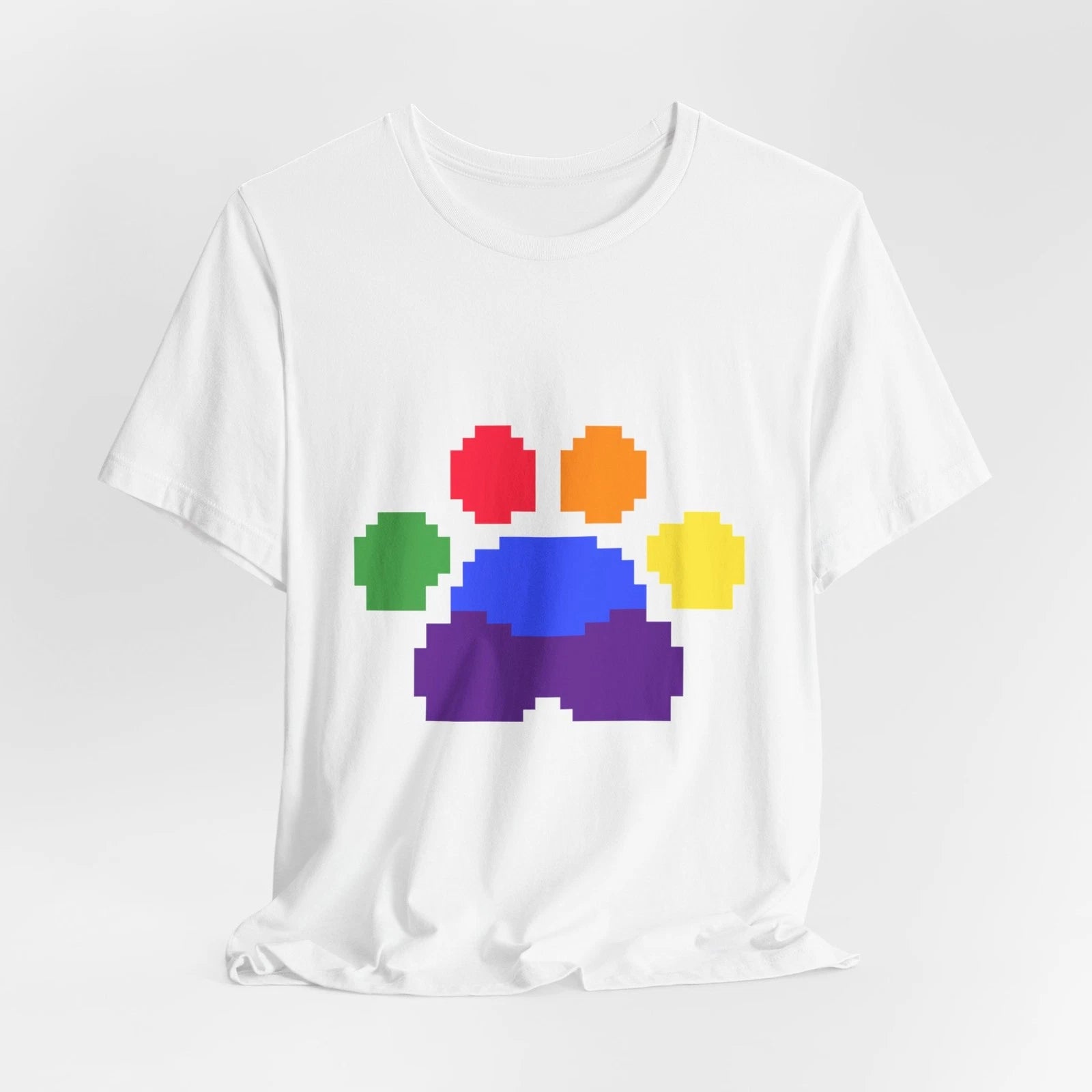 Unisex Jersey Short Sleeve Tee All Sizes Cute Retro Pixel Art Furry Paw Pride