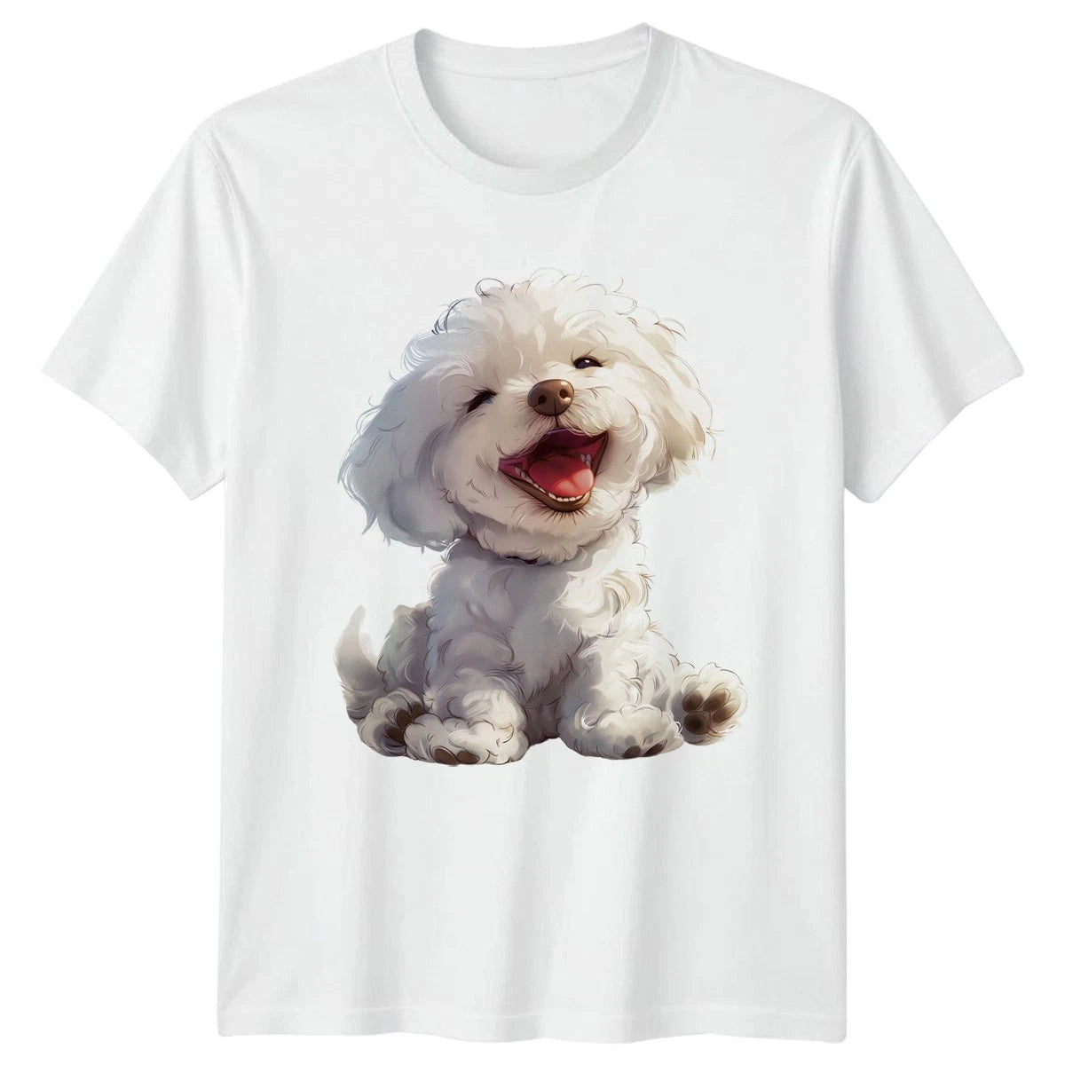 Smiling White Puppy T-Shirt Dog Lover Pet Gift For Him And Her