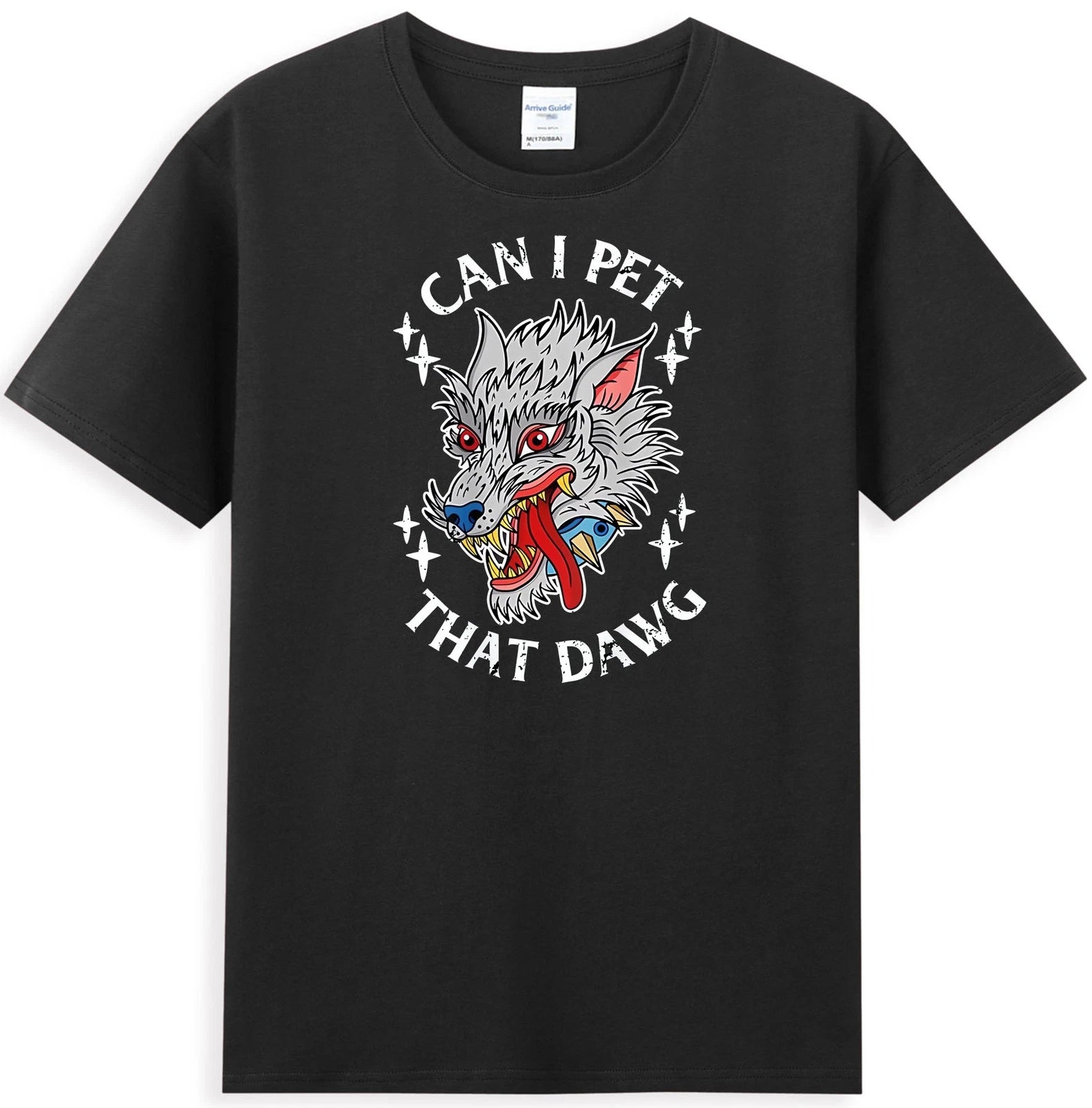 Can I Pet That Dawg Can I Pet That Dog Funny Wolf Tattoo Design Men's T-Shirt