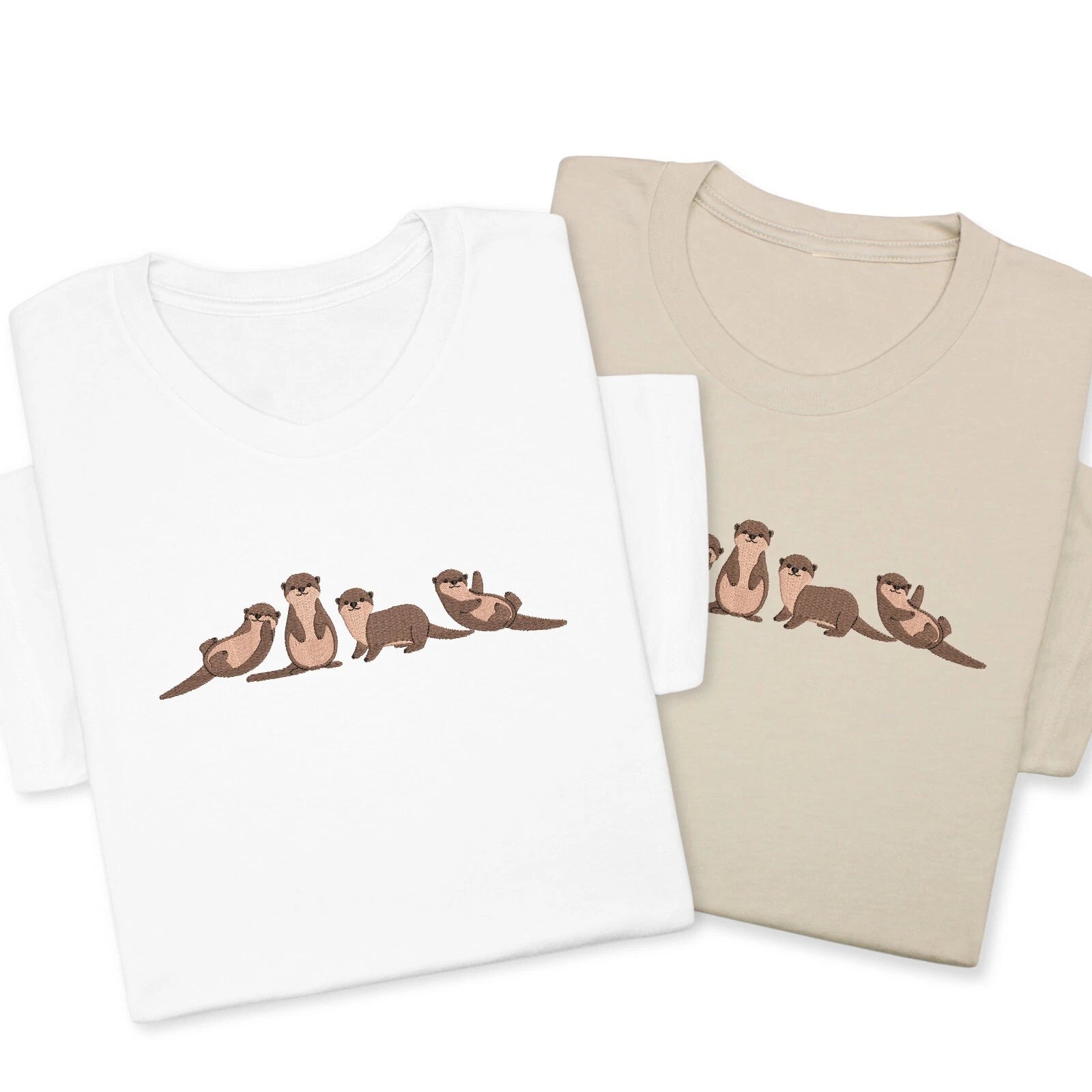 Otter Embroidered T-Shirt, Cute Otters Shirt, Gift for Animal Lovers