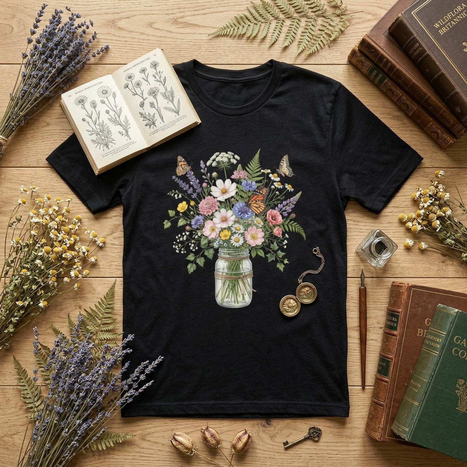Delicate Botanical Wildflower Cottagecore Aesthetic T-Shirt