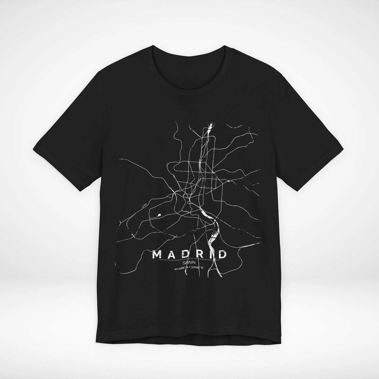 Madrid Spain Map T-Shirt Minimalist Rail Graphic Tee Streetwear