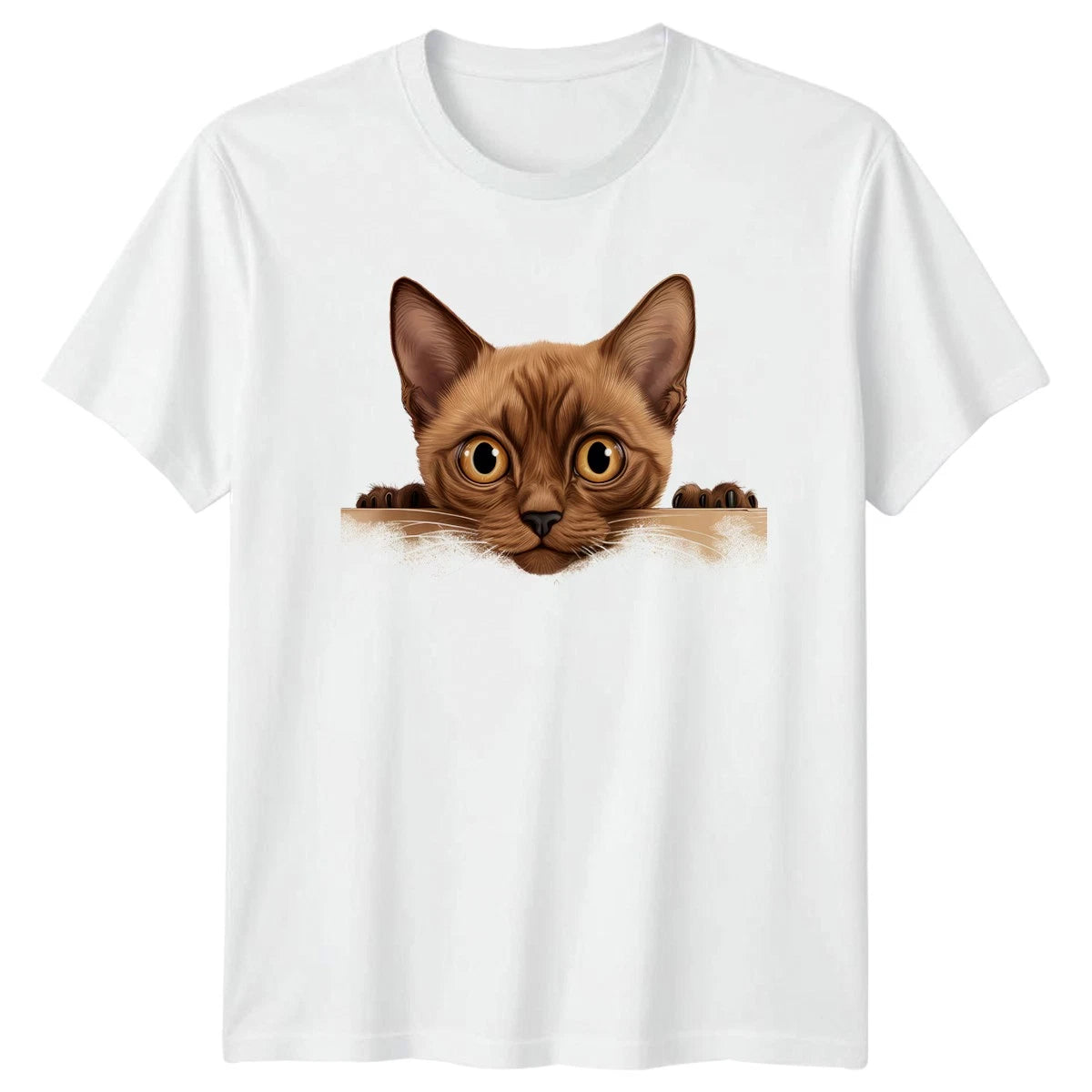 Cute Curious Cat Peeking T-Shirt Cat Lover Animal Birthday Gift For Him And Her