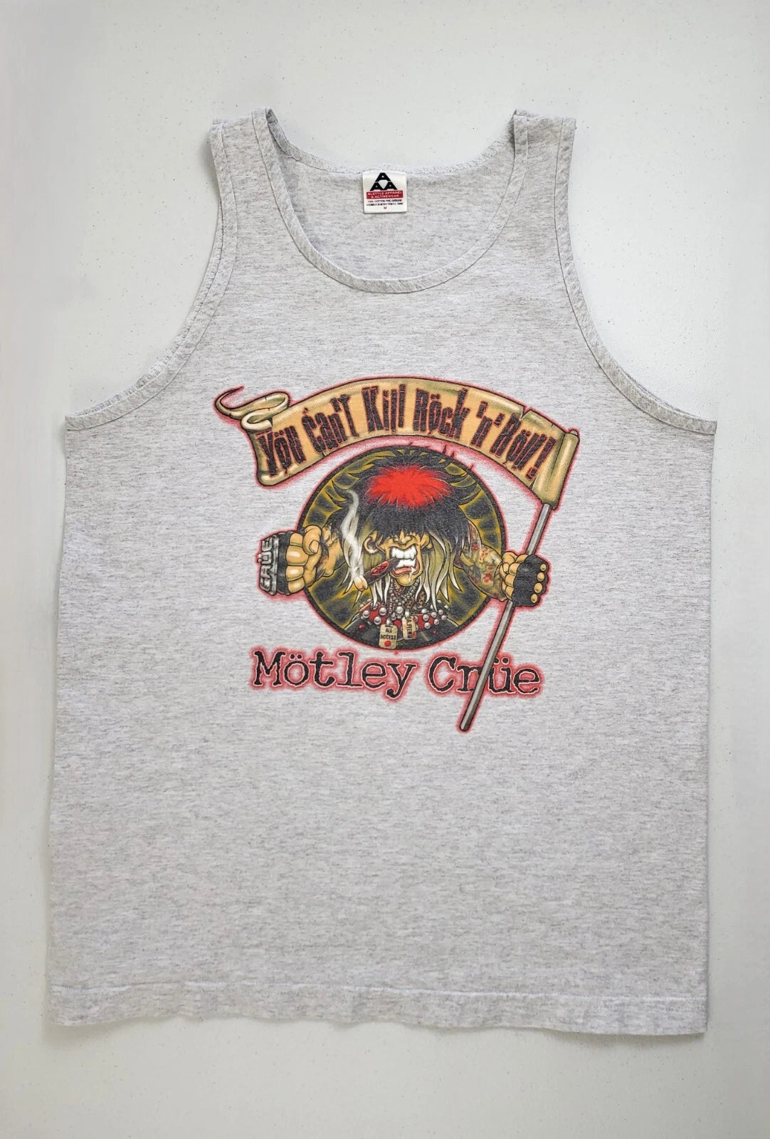 Vintage Motley Crue Tank You Can’t Kill Rock N Roll Med Grey Alstyle Metal Core