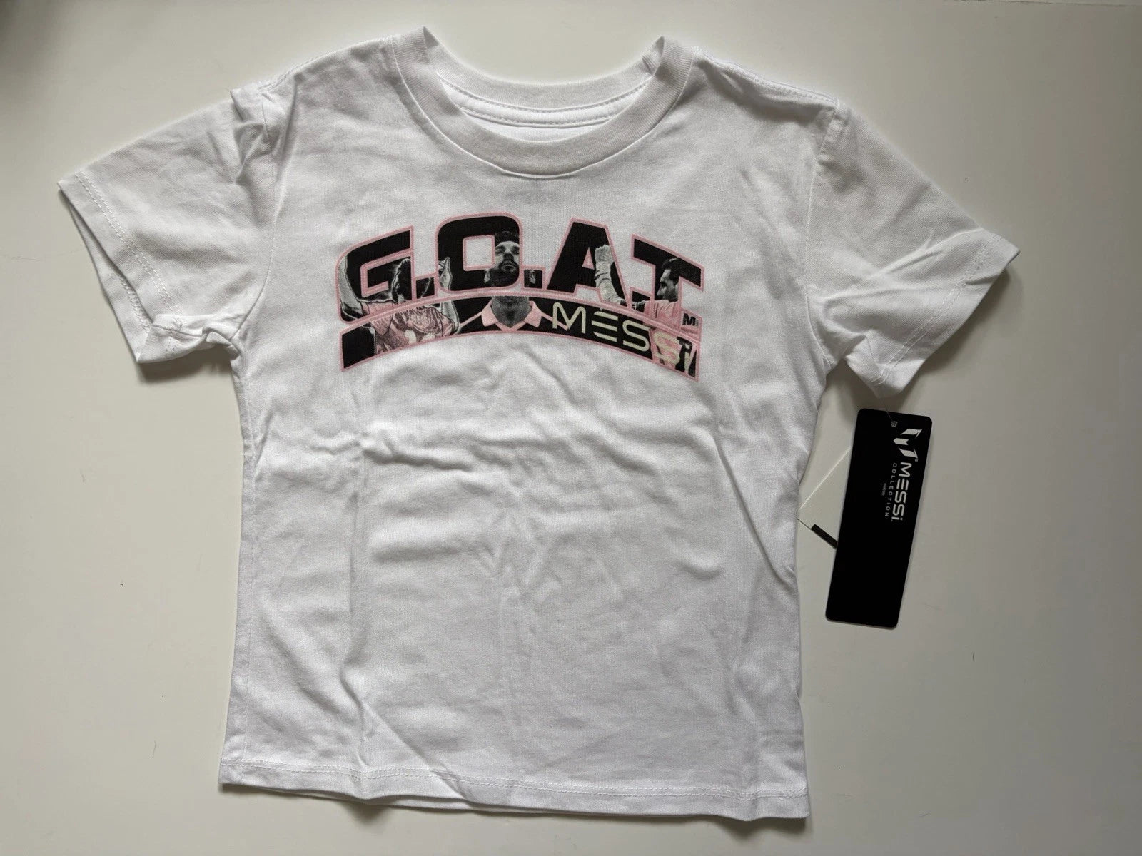Soccer -Messi GOAT Logo White T-Shirt 4 New# With Tags World Cup
