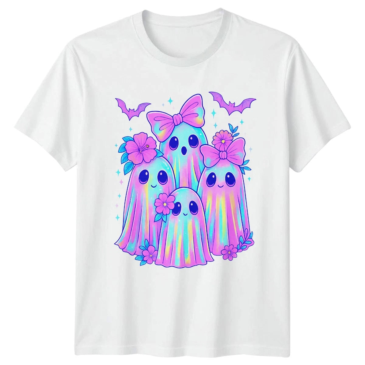 Pastel Ghosts Halloween Mens T-Shirt Womens Tee Cute Graphic Top