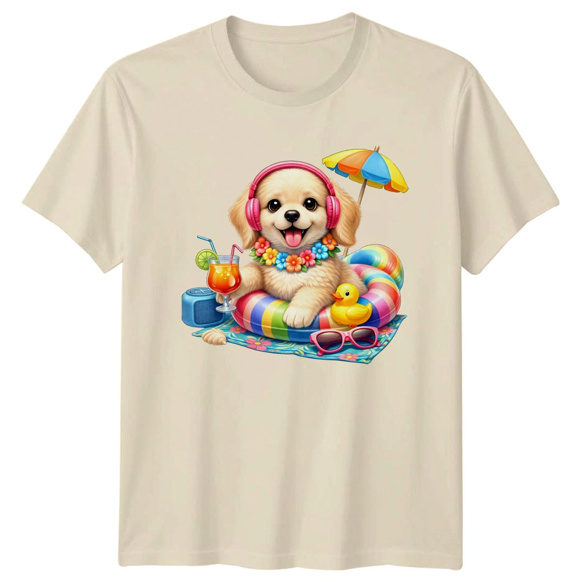 Cute Summer Puppy Dog T-Shirt Golden Retriever Summer Gift For Him And Her