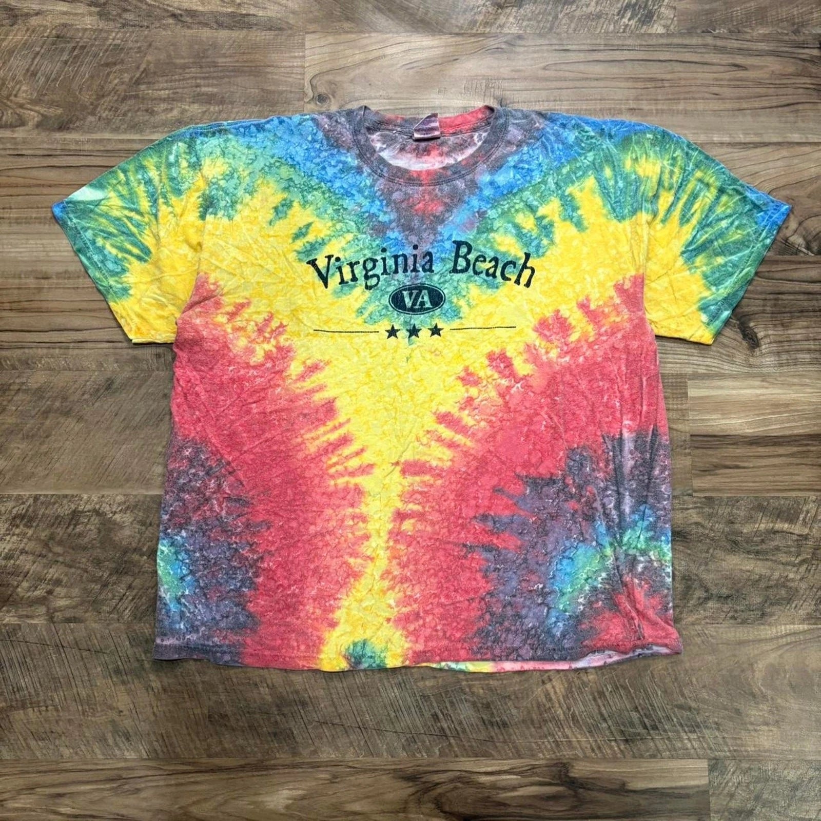 Vintage Y2K Virginia Beach Tie Dye Tee 1990s  all‑over