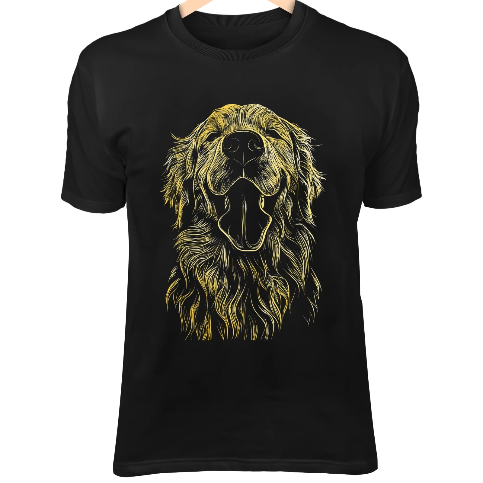 Golden Retriever Line Art - Cute Minimalist Dog Doodle with Happy Face