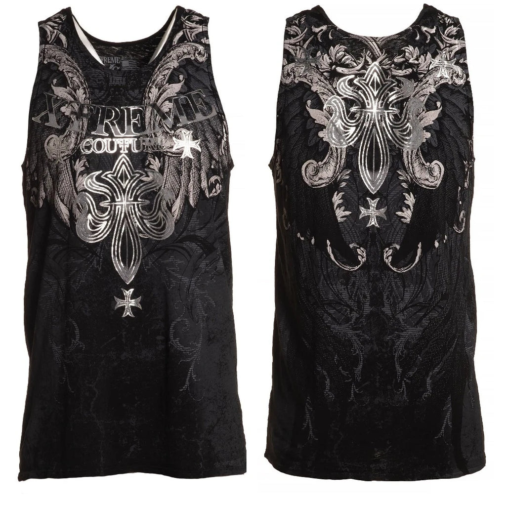 Xtreme Couture Affliction Men's Tank BOLD CIPHER Black Tattoo Biker S-5XL