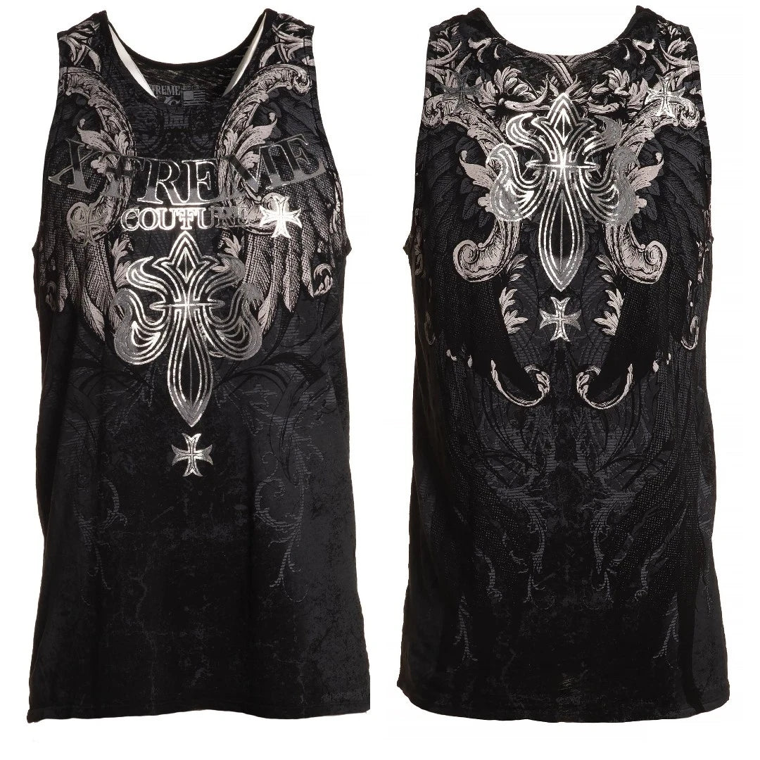 Xtreme Couture Affliction Men's Tank BOLD CIPHER Black Tattoo Biker S-5XL