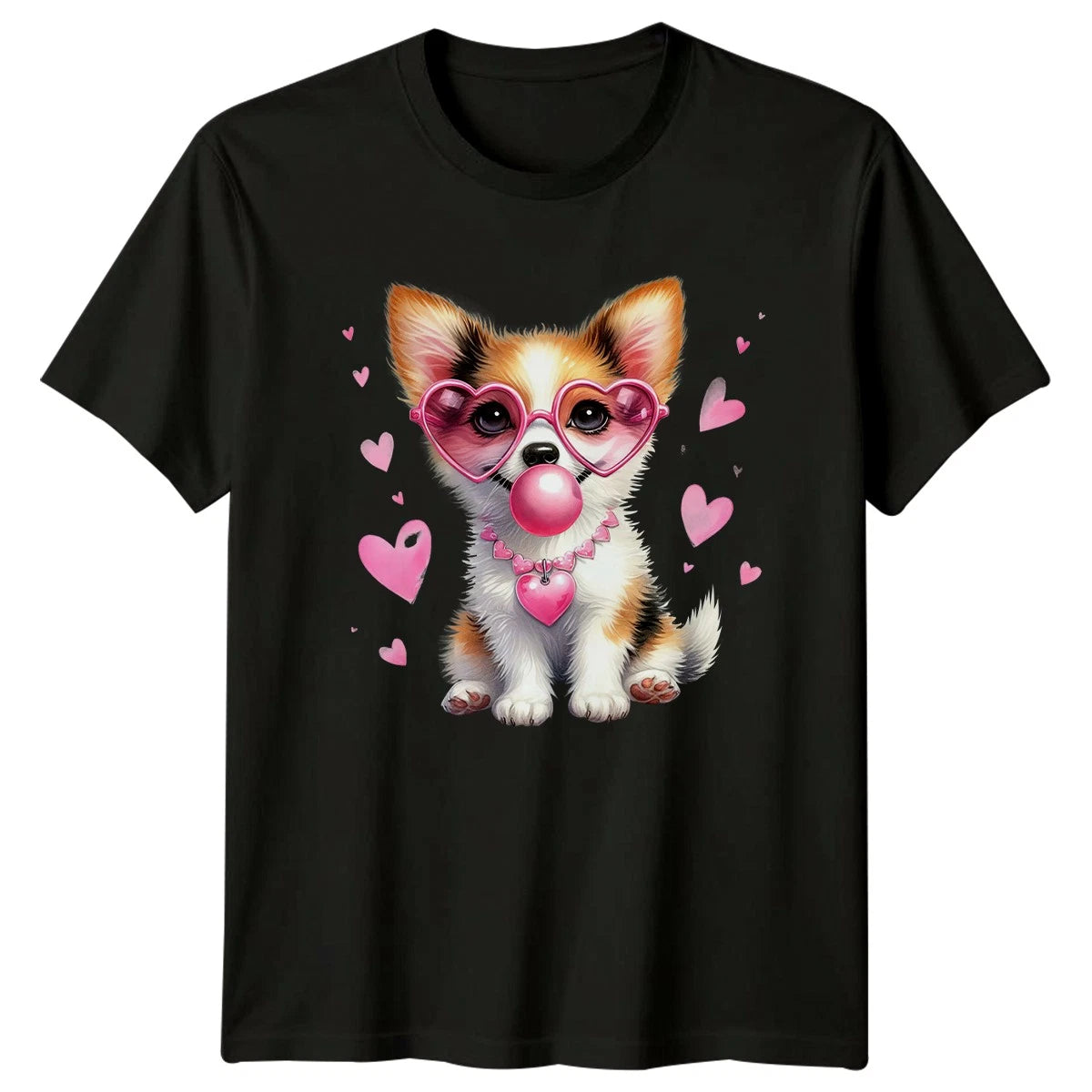 Puppy Heart Sunglasses Dog Animals Graphic Tee Mens Womens Unisex Top