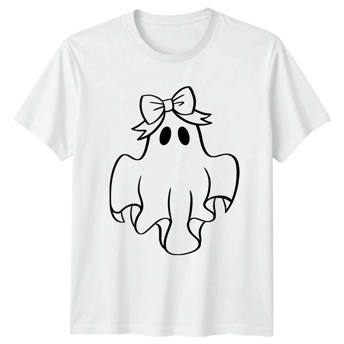 Cute Ghost Bow Halloween Mens T-Shirt Womens Graphic Tee Unisex Top