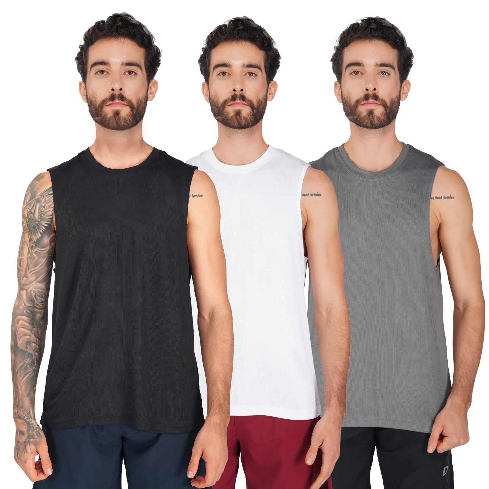 Pack of 3 Men's Dri Cool Muscle Tee Breathable Workout Muscle Sleeveless T-Shirt