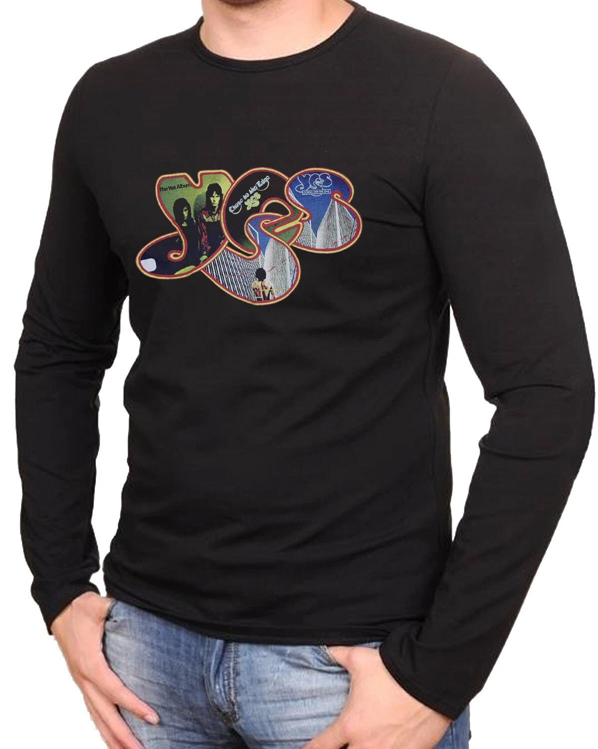 YES ART ROCK Rock Band Rock Music Black T-Shirt Long Sleeve Shirts -894 -LA