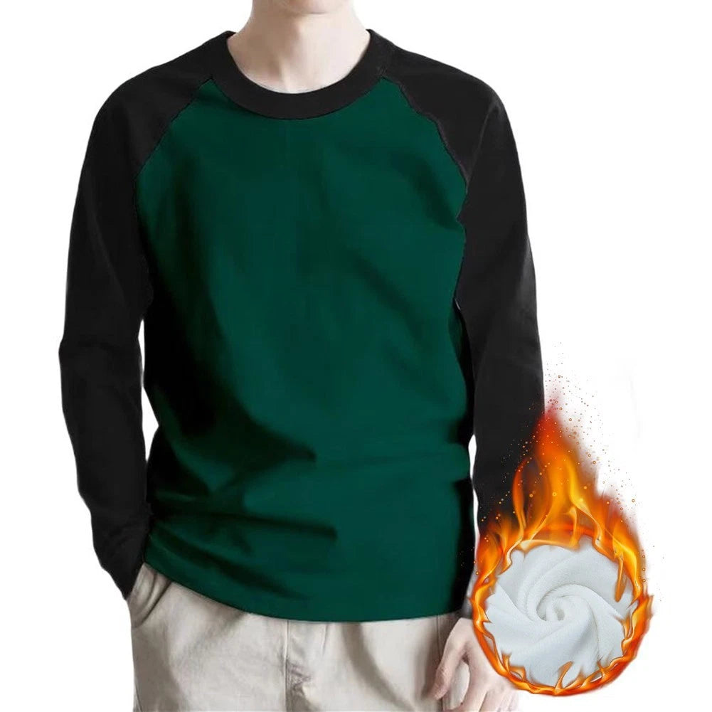 Mens Casual Pullover Sweatshirt Long Sleeve Loose Fit Round Neck Patchwork Tops