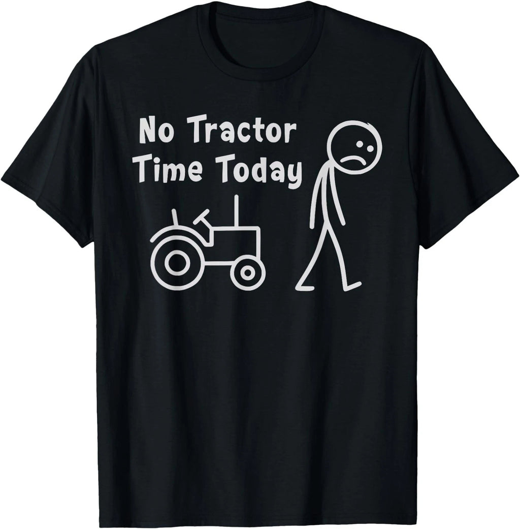 No Tractor Time Today Funny Farmer Stickman Minimalist Art T-Shirt